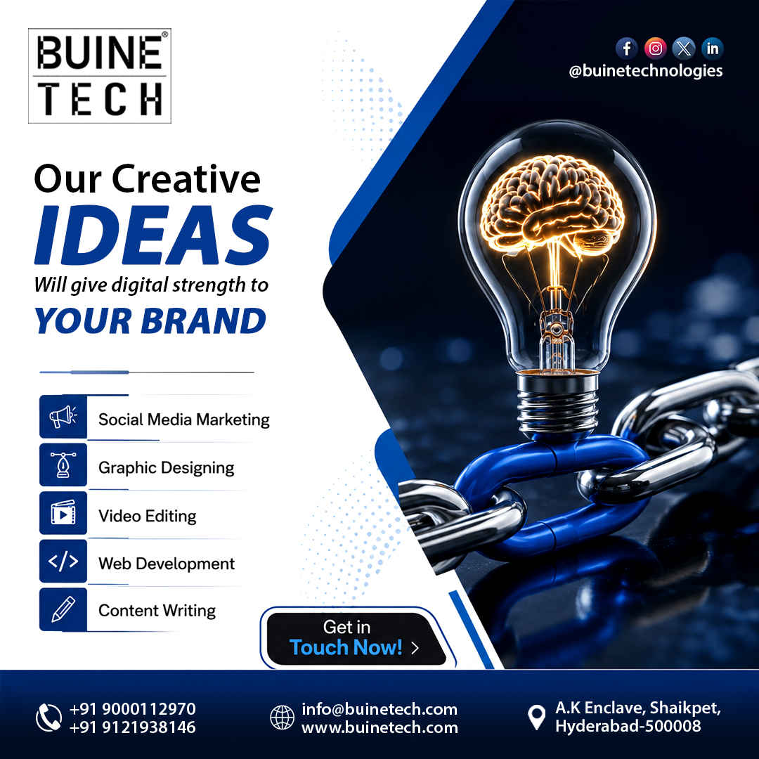 buinetechnogies's tweet photo. ✨ TURN YOUR CREATIVE IDEAS INTO DIGITAL IMPACT!🚀
#BuineTech #DigitalMarketing #CreativeIdeas #DigitalSolutions #SocialMediaMarketing #GraphicDesigning #VideoEditing #WebDevelopment #ContentWriting #DigitalMarketingAgency #BrandGrowth #Branding #CreativeAgency #DigitalBranding https://t.co/tJqB2XTryd