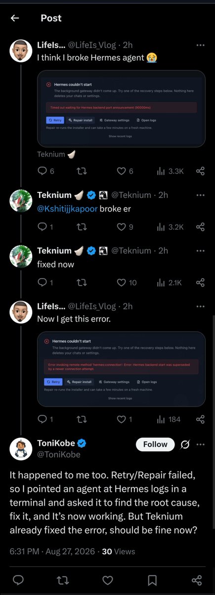 SubhamS____'s tweet photo. What's this chat, seems like self healing systems we are building now.

@tek https://t.co/emk4ODBVqS