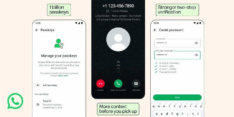 sitecatnet's tweet photo. WhatsApp впровадила три нові захисні фічі: повноцінні паролі замість старих пін-кодів та кілька passkey на один акаунт. А користувачи Android тепер бачитимуть додаткові дані про незнайомців перед дзвінком https://t.co/Fq5v0ixdii