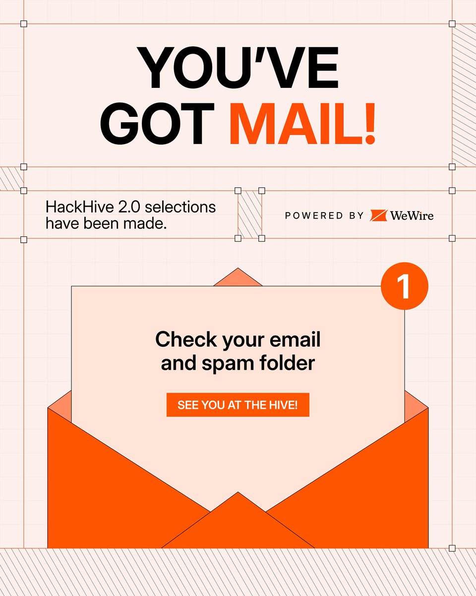 usewewire's tweet photo. The wait is over. 📬

HackHive 2.0 selections have been made, and every applicant has an email waiting. Head to your inbox (and peek at your spam folder too) to see where you stand.

To everyone who applied, thank you for showing up and putting your ideas forward. This was no easy round.

Selected builders, we’ll see you in the Hive. 🐝

#hackhive2026 #wewirehackathon #wewire #fintechevent