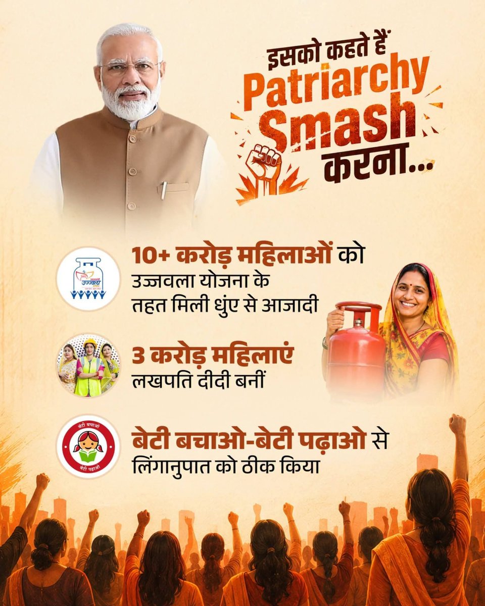 prabaljudevBJP's tweet photo. महिलाओं को सम्मान, अवसर और आत्मनिर्भरता का अधिकार देकर असली #PatriarchySmash तो मोदी सरकार ने किया है! 🇮🇳

नारी शक्ति को सशक्त बनाना भाषणों से नहीं, अवसर और अधिकार देने से होता है। 💪 https://t.co/9qrGdDIUji