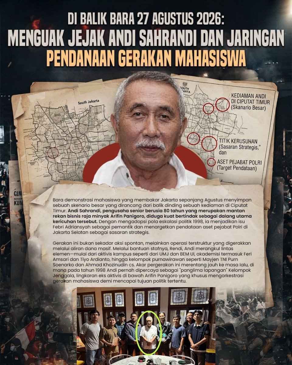 kinloriaa's tweet photo. misteri di balik eskalasi demo mahasiswa agustus yang tiba tiba anarkis kini terang benderang dengan terungkapnya peran andi sahrandi sebagai Bohir Demo utama #PendanaDemoAgustus https://t.co/JlS6k1uqMs