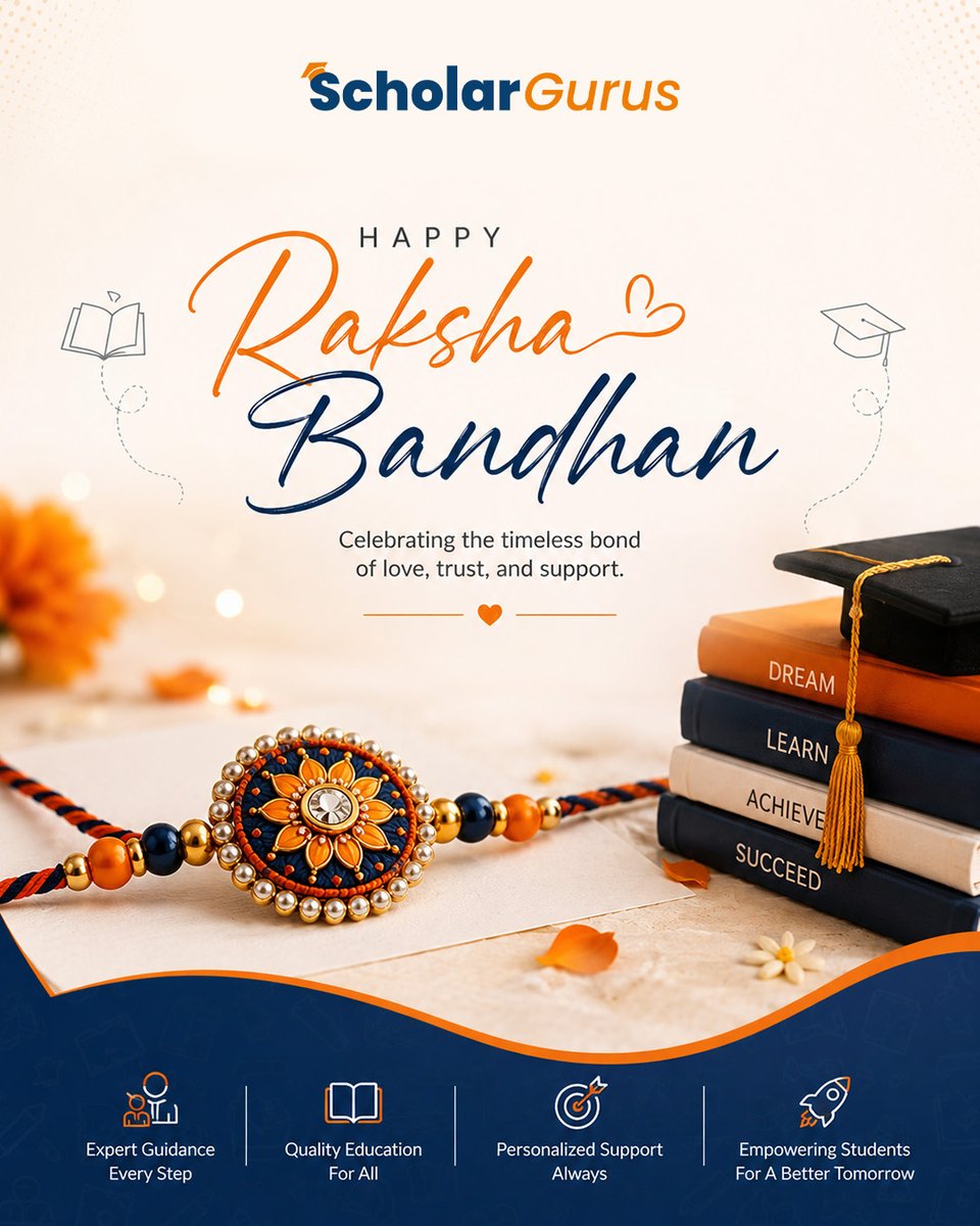 scholargurus's tweet photo. #HappyRakshaBandhan from #ScholarGurus! 

Celebrating the beautiful bond of love, care, support, and endless memories between every brother and sister.

May this Raksha Bandhan bring joy, togetherness  &amp; countless beautiful moments.
#RakshaBandhan2026 #Rakhi #SiblingLove https://t.co/iftmSoUloz