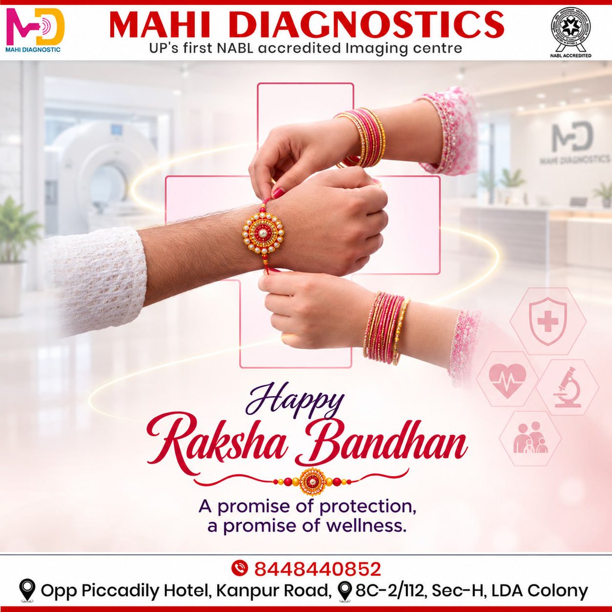 MahiDiagnostics's tweet photo. 🌸✨ Raksha Bandhan Vibes ✨🌸
A thread of love, a bond of care 💙 This Rakhi, let’s celebrate the joy of togetherness and wish for health &amp; happiness in every family. 🌿🙏

🌼 Happy Raksha Bandhan! 🌼

#RakshaBandhan #BondOfLove #CareWithHealth #FestivalOfTogetherness https://t.co/NZpR3rse6F