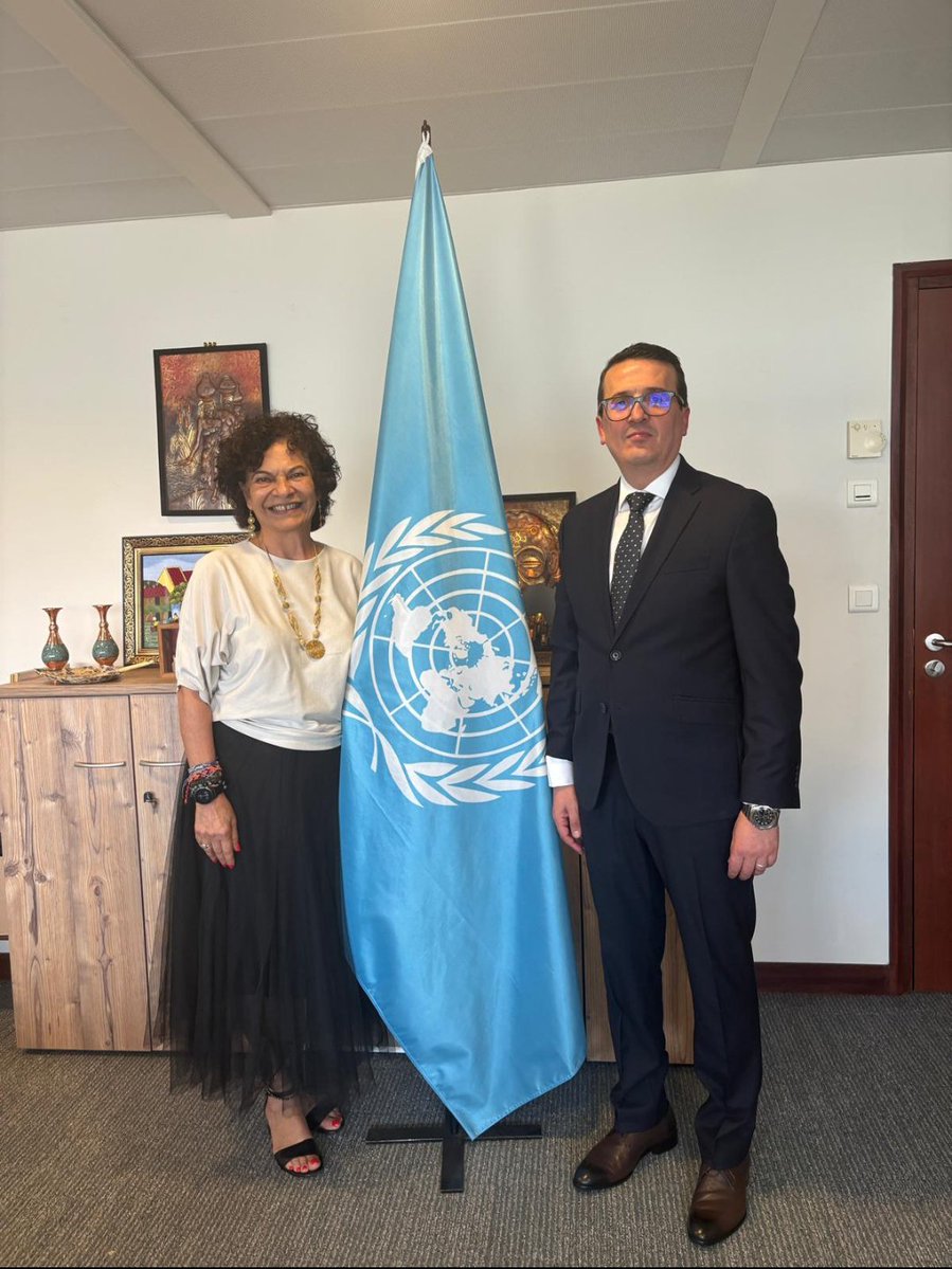 AlgeriaUNESCO's tweet photo. Ambassador Abdelghani Merabet has met Ms. Lidia Arthur Brito, Assistant Director-General for Priority Africa and External Relations @UNESCO and discussed ways and means to strengthen cooperation between Algeria and UNESCO while reaffirming #Algeria's commitment to Africa. https://t.co/nByZN9rpBQ