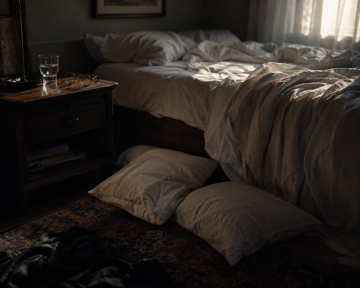 finleyverse's tweet photo. A quiet click of glasses
resting on the nightstand,
and the sharp world surrendered to touch.

Contours dissolved into warmth,
guided only by breath
and the slow drift of hands,
finding what sight could not.

1/2

#pillow 
#vss365 https://t.co/tJtuta1Bfm