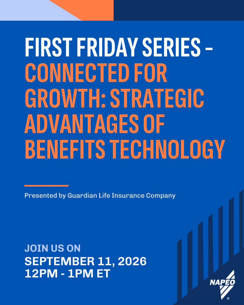 NAPEO's tweet photo. Join us Friday, September 11 for a First Friday webinar presented by @GuardianLife Insurance Company on how benefits technology drives value for PEOs and their clients.
 
Register: https://t.co/6Y3TY9kxvX https://t.co/72b1Ri2bRn