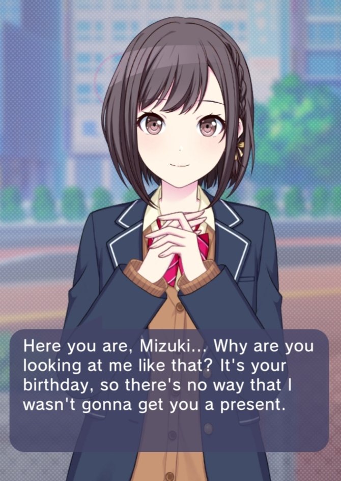 mizukindash's tweet photo. it's that menu voiceline that opened up the mystery of “what expression was mizuki making” https://t.co/Qrbj7ivCGo
