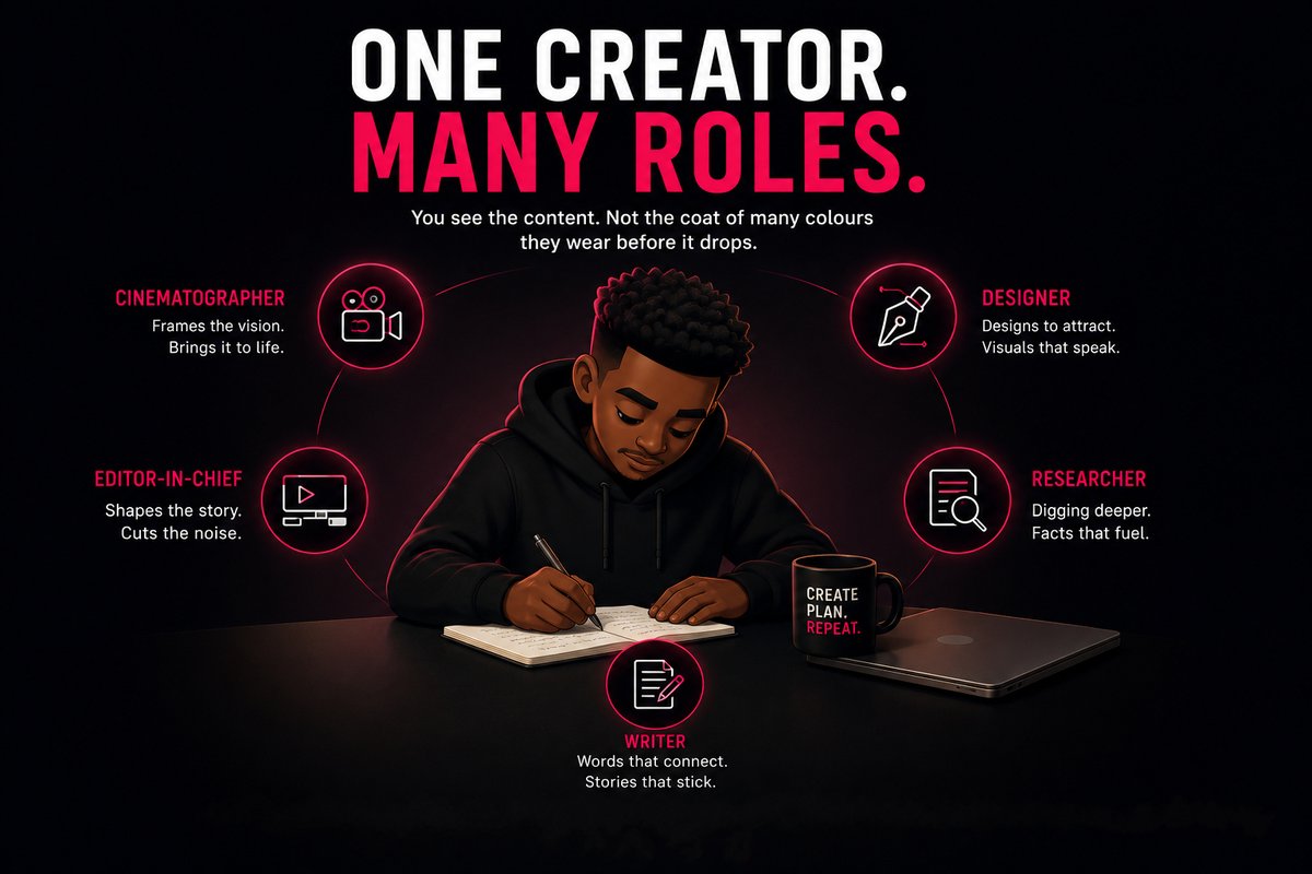 gauge_e1's tweet photo. Today's Thursday, so that means Creator Corner.

Everyone sees the creator's content.
But no one sees the coat of many colours they wear before the content drops.

Editor-in-chief.
Designer.
Cinematographer.
Researcher.
Writer.

And sometimes their own biggest critic 😭
There's a lot of work that happens before that content ever reaches the TL.

So here's to the creators doing it all behind the scenes. 🫡

What role do you find yourself playing the most?