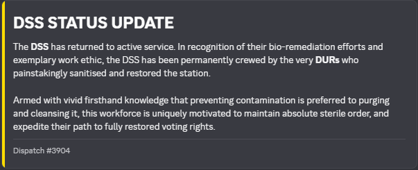 FreedomsGreetin's tweet photo. DSS Status Update, this is Coretta Kelly.

The DSS is cleared to return to active service. In recognition of their efforts and exemplary work ethic, the DSS is being permanetly crewed by the DURs who sanitised and restored it.

With firsthand knowledge that preventing-

(1/2) https://t.co/I0ssrLtiQM