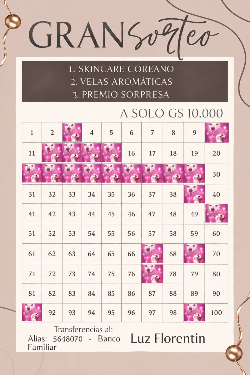 muttituqui's tweet photo. Buenas! No sé más por cuál medio ofrecer wjwkkw, pero estoy ofreciendo mi rifa para costear el viaje para ver a los chicos en la plata 😭 Me ayudarían muchísimo si colaboran conmigo 🥹💓.

Esos son los números que que aún siguen disponibles. Al DM.

#BTS_ARİRANG 
#BTSPARAGUAY https://t.co/gDOimRF1La