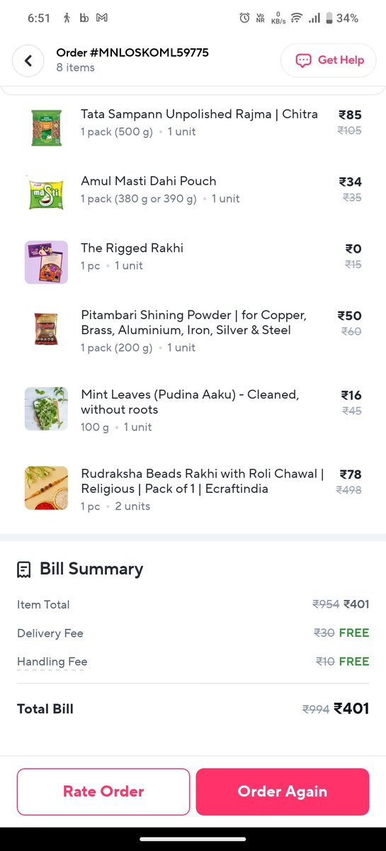 BHARATH_MADAS's tweet photo. 🚨 @zeptocares @ZeptoNow — This needs an explanation.

I ordered 2 Rakhis from Zepto. The listing showed MRP ₹249 with an 84% discount, and I paid ₹39 each.

First, my order was delivered incorrect. 
Order Id : MNLOSKOML59775

1/6 https://t.co/aRhbbug1Uz