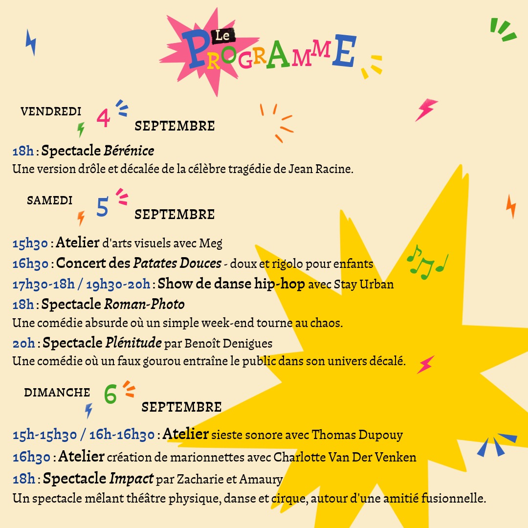 bronca_asso's tweet photo. 🍂 C’EST LA RENTRÉE ! #5
📅 Du 4 au 6 septembre
📍 Place Jean Moulin • Reims

3 jours de spectacles, concerts, danse &amp; ateliers pour prolonger un peu l’été avec Bronca ! 💛

Une rentrée culturelle, artistique et conviviale à partager avec nous.

#Reims #Bronca #Culture https://t.co/gga8tqzOXF