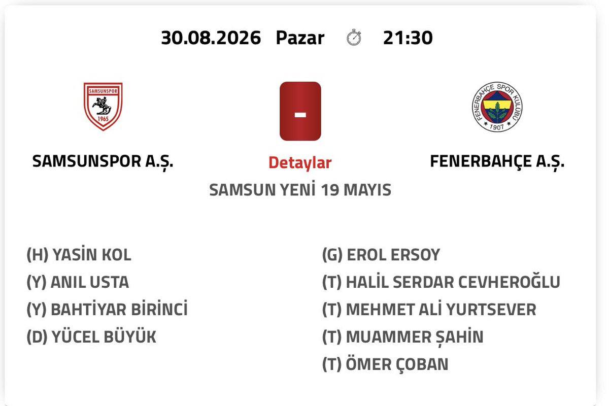 umutxeken's tweet photo. NORMAL DEĞİL!

Samsunspor - Fenerbahçe maçı atamaları…

▪️Hakem Yasin Kol / Trabzon 
▪️Yardımcı Bahtiyar Birinci / Trabzon 
▪️Temsilci Ömer Çoban / Trabzon 
▪️Muammar Şahin / Trabzon https://t.co/pFEkxY0wKY