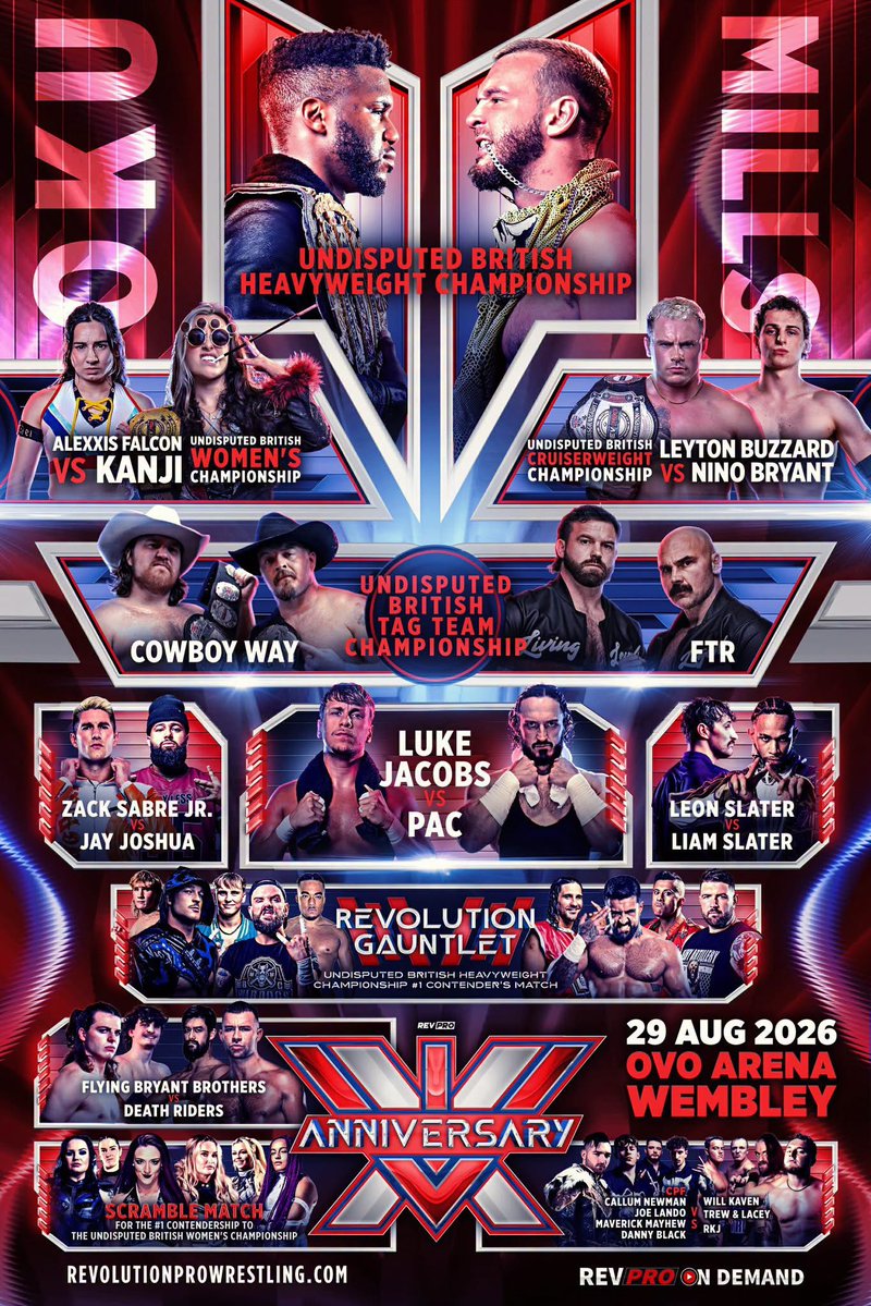 JohnersPNetwork's tweet photo. An insane card coming this weekend from @RevProUK as the best in the UK take on the best from @AEW

@TheOJMO
@kanjiduku
@alexxisfalcon
@LeytonBuzzard
@CashWheelerFTR
@JJGale_PW
@LeonCage_
@LucySky_x

#wrestling #AEWALLIN #wrestlingcommunity https://t.co/SIgLLpf6Ok