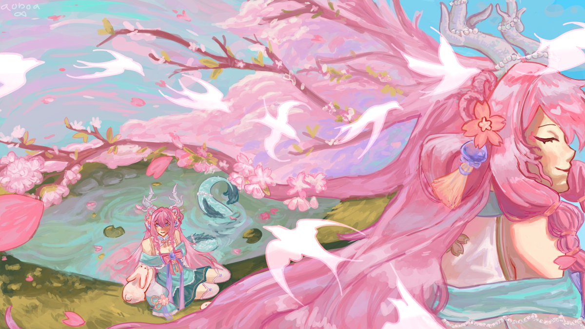 yarrowgallows's tweet photo. "Feeling of spring"🌸

Really last minute submission oopsie daisies, i had a fun time doing this i hope you enjoy! 💗 #jumi1stspring #artcontest 
Timelapse and better view
https://t.co/EFvSVQkpuT https://t.co/0yGsZuU0v6