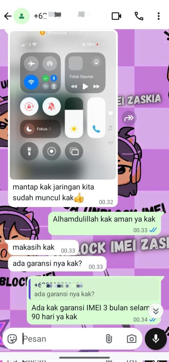 tcumblers's tweet photo. IMEI TERBLOKIR? UNBLOCK IMEI DI KITA, UNTUK SEMUA TYPE HP

MULAI DARI HARGA ✨
❇️ 3BULAN ( 200.000 )
❇️ TRI ONLY ( 150.000 )
❇️ BEA CUKAI ( INBOX )

AMANAH DAN MUDAH, BERGARANSI ALL OPERATOR, AND TRUSTED

https://t.co/kcdmbWH8Dd https://t.co/c8QBAlDjTW