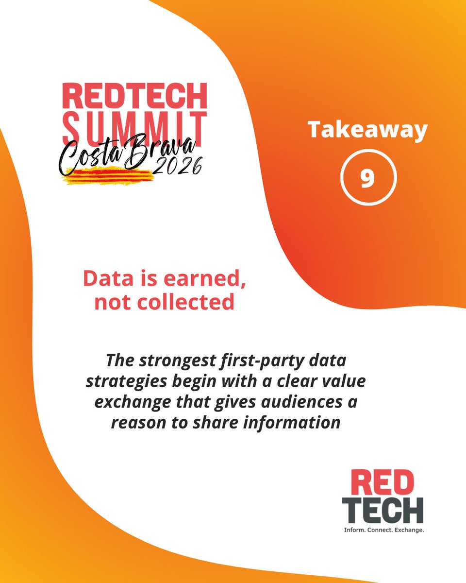 RedTech_News's tweet photo. This is the ninth of 12 strategic takeaways we're sharing from the 2026 RedTech Summit, where CEOs, CTOs and senior executives from 25 countries debated the forces reshaping audio broadcasting.
Rethink data.
Feel free to share. 🧠
#RedTechSummit #RedTechSummitTakeaways #Strategy https://t.co/rl9cnbVIFe