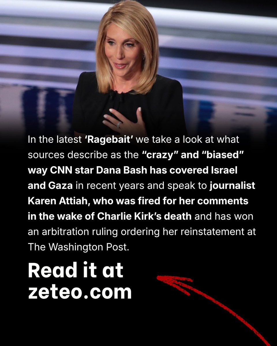 zeteo_news's tweet photo. How can CNN’s Dana Bash pretend to be an objective journalist anymore? From her recent appearance on Bill Maher to her interviews with lawmakers, Bash doesn’t even attempt to hide her pro-Israel bias. Plus, WashPost’s Karen Attiah speaks to Zeteo after being rehired. https://t.co/Kzojmn5hIF