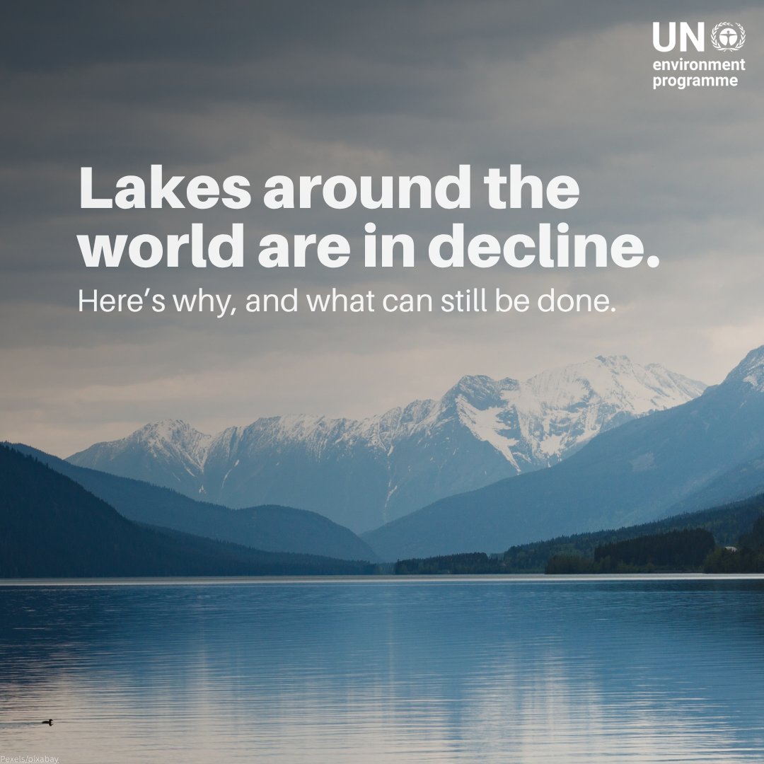 UNEP's tweet photo. Bolivia’s Lake Poopó has vanished. 

Parts of Lake Victoria are turning green. 

Cape Town nearly ran out of water. 

Around the world, lakes are changing fast, and not for the better. Climate change, pollution, and overuse are taking a visible toll on these vital freshwater systems. 

But it’s not too late. 

On #WorldLakeDay, this article explores the crisis facing lakes worldwide and what can still be done: https://t.co/JwTSx2cgDP