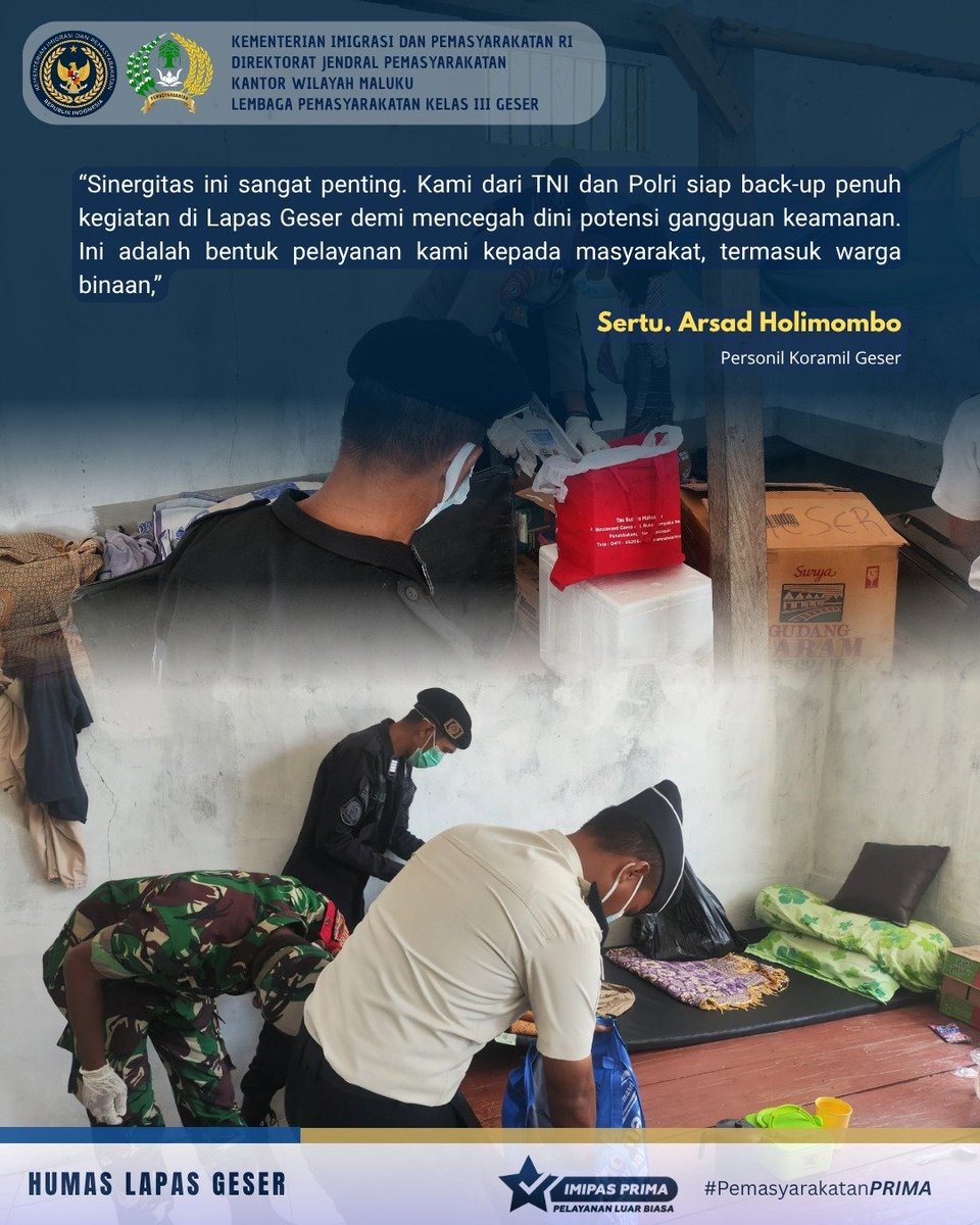 lapas_geser's tweet photo. Sterilkan Blok Hunian, Lapas Geser Gandeng TNI-Polri Gelar Penggeledahan Gabungan.

Selengkapnya kunjungi ⛓️‍💥👇🏻 
https://t.co/PTd9pbOQIX

#Kemenimipas
#ditjenpas
#kanwilditjenpasmaluku
#kakanwilditjenpasmaluku
#rickydwibiantoro
#arika https://t.co/BMQizjsdFT