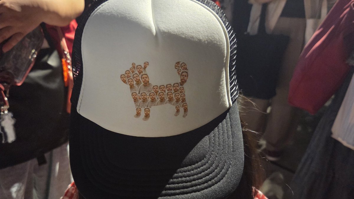 masuchan714's tweet photo. ゲームで岸くんに選ばれた女の子と帰りに遭遇して写真撮らせて頂きました。岸くんチョイスの紫耀くんの顔たくさんのワンちゃん帽子です。

#NumbersUr26 https://t.co/3Sa2zAhlsE