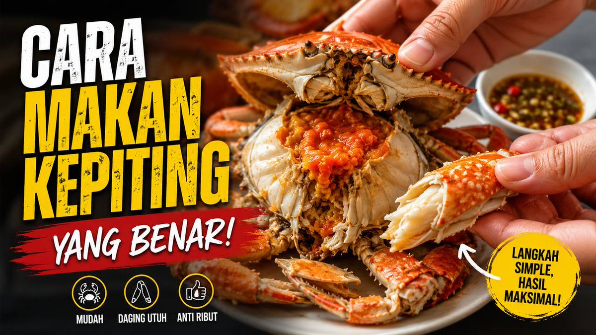 Njajancom's tweet photo. Cara Makan Kepiting yang Benar, Begini Cara Membuka Cangkang dan Mengambil Dagingnya https://t.co/8HTSkrsLFy #kepiting #makankepiting #njajan #kuliner https://t.co/tZyEgKUMkP