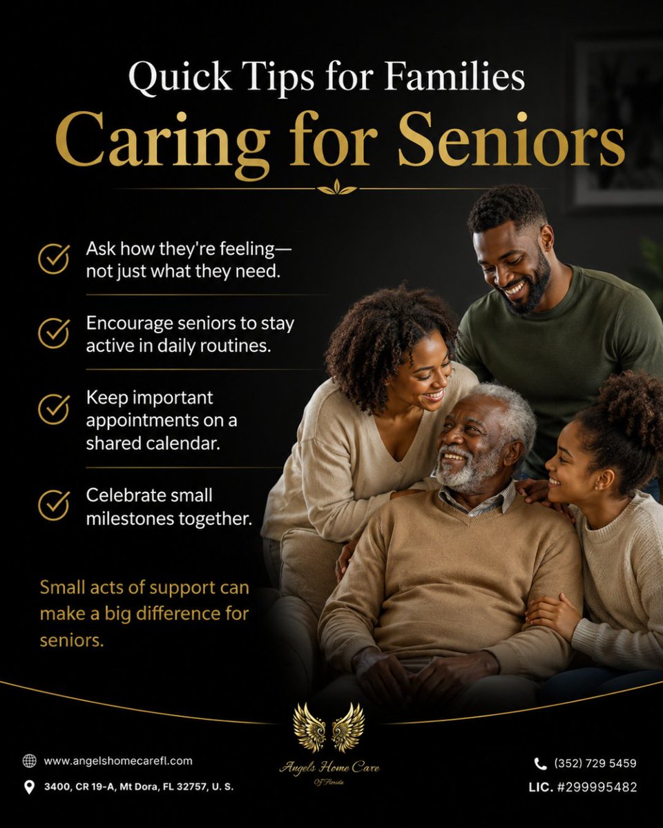angelshcfl's tweet photo. The little things matter.

A conversation. An activity. An appointment reminder. A small celebration.

Simple acts of support can help seniors feel more connected, valued, and confident in everyday life. 💛

#SeniorCare #HomeCare #Caregiving #ElderCare #florida #mountdora https://t.co/7fXs8iERU7