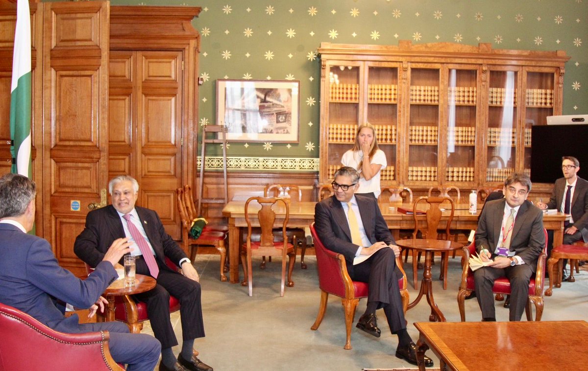 ForeignOfficePk's tweet photo. Deputy Prime Minister/Foreign Minister Senator Mohammad Ishaq Dar @MIshaqDar50, during his official visit to the United Kingdom, held delegation-level talks with British Foreign Secretary Ed Miliband @Ed_Miliband in London today.

The two sides reviewed the full spectrum of Pakistan-United Kingdom bilateral relations and agreed to establish a structured mechanism for formal talks between the two Foreign Ministries to cover all areas of cooperation to further strengthen bilateral ties and regularly review progress in key areas. They underscored the importance of sustained high-level engagement and closer coordination on matters of mutual interest.

The two Ministers exchanged views on key regional and international developments, including the evolving situation in the Middle East. Deputy Prime Minister/Foreign Minister shared Pakistan’s diplomatic and mediation efforts in the region and the progress achieved through these engagements. Foreign Secretary Ed Miliband appreciated Pakistan’s constructive role and facilitation efforts in promoting dialogue, diplomacy and stability in the Middle East.

Discussions also centered on developments concerning the Indus Waters Treaty and the security situation in the region. Deputy Prime Minister/Foreign Minister highlighted India’s persistent violations of its international obligations and stressed the importance of upholding international law and treaty commitments. Deputy Prime Minister/Foreign Minister expressed serious concern on the terrorist threats emanating from Afghan soil, and the threat posed by terrorist groups operating from Afghanistan to Pakistan’s peace and security.

Both sides underscored the importance of sustained engagement in advancing peace, stability and cooperation in the region and beyond.

The two Ministers recognised the important role of the Pakistani diaspora in further strengthening the longstanding ties and people-to-people links between Pakistan and the United Kingdom.

@PakistaninUK