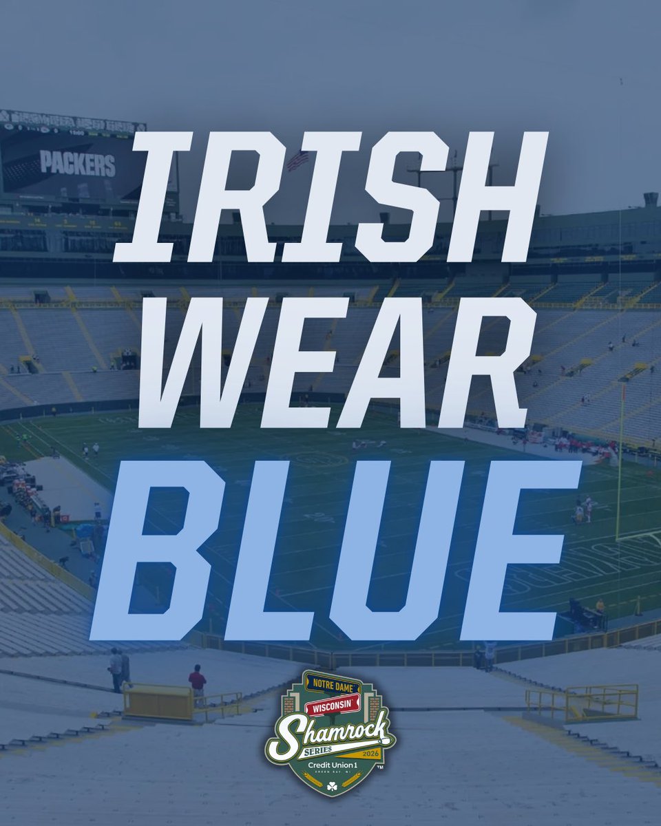 BarstoolIrish's tweet photo. Paint Lambeau Blue

ND Football has requested that all fans attending the game in Green Bay wear blue to match the team’s uniform. https://t.co/R9hqMSv4lI