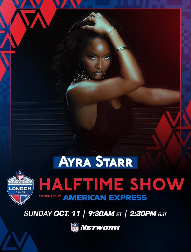 hypetribeng's tweet photo. 🚨Ayra Starr to headline the NFL London Games Halftime Show at the Tottenham Stadium On October 11th 🏟️ https://t.co/HKtHdqz5EE