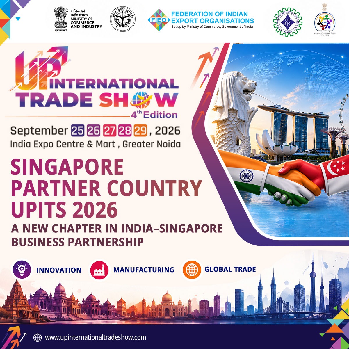 FieoHq's tweet photo. 🇮🇳🤝🇸🇬 A POWERFUL NEW CHAPTER IN INDIA–SINGAPORE BUSINESS TIES! 🚀🌏
🎉 Singapore 🇸🇬 is the Partner Country for UPITS 2026!
Get ready for a dynamic convergence of Indian 🇮🇳 and Singaporean 🇸🇬 businesses, unlocking new avenues for trade, investment, innovation, technology and advanced manufacturing. 💡🏭📈
🤝 CONNECT • COLLABORATE • CREATE • GROW
✨ UPITS 2026 will provide an exciting platform for businesses to: 🔹 Explore new markets & sourcing opportunities 🌐; 🔹 Build strategic B2B partnerships 🤝; 🔹 Discover innovative products & technologies 🚀; 🔹 Expand trade & investment horizons 💼; and🔹 Connect with global buyers & verified Indian suppliers 🌍
📅 25–29 September 2026
📍 India Expo Centre & Mart, Greater Noida, Uttar Pradesh
🌐 The world is coming to Uttar Pradesh—and Singapore is leading the way!
👉 REGISTER NOW as a Hosted Buyer: 🔗 https://t.co/D1EO5uFq7k
🔥 Are you ready to unlock your next global business opportunity?
#UPITS2026 #Singapore #IndiaSingapore #IndiaSingaporeBusiness #IndiaSingaporeTrade #UPInternationalTradeShow #HostedBuyerProgram #GlobalBuyers #InternationalBuyers #B2BMeetings #BusinessNetworking #ExportPromotion #SourcingIndia #VerifiedSuppliers #TradeAndInvestment #GlobalTrade #MakeInIndia #MSMEIndia #ManufacturingIndia #InvestInUP #UPForBusiness #BuyerSellerMeet #BusinessGrowth #ExpoIndia #FIEO #FIEO61 #UttarPradesh #GreaterNoida #GlobalBusiness #BusinessOpportunities
@UPGovt @CMOfficeUP @myogiadityanath
@upmsme @UP_ODOP @ODOP_IND @_InvestUP
@lubindia @IndiaExpoCentre @uptourismgov
@upculturedept @DoC_GoI @dgftindia
@minmsme @startupindia @makeinindia @HCI_Singapore @SGinIndia @govsingapore