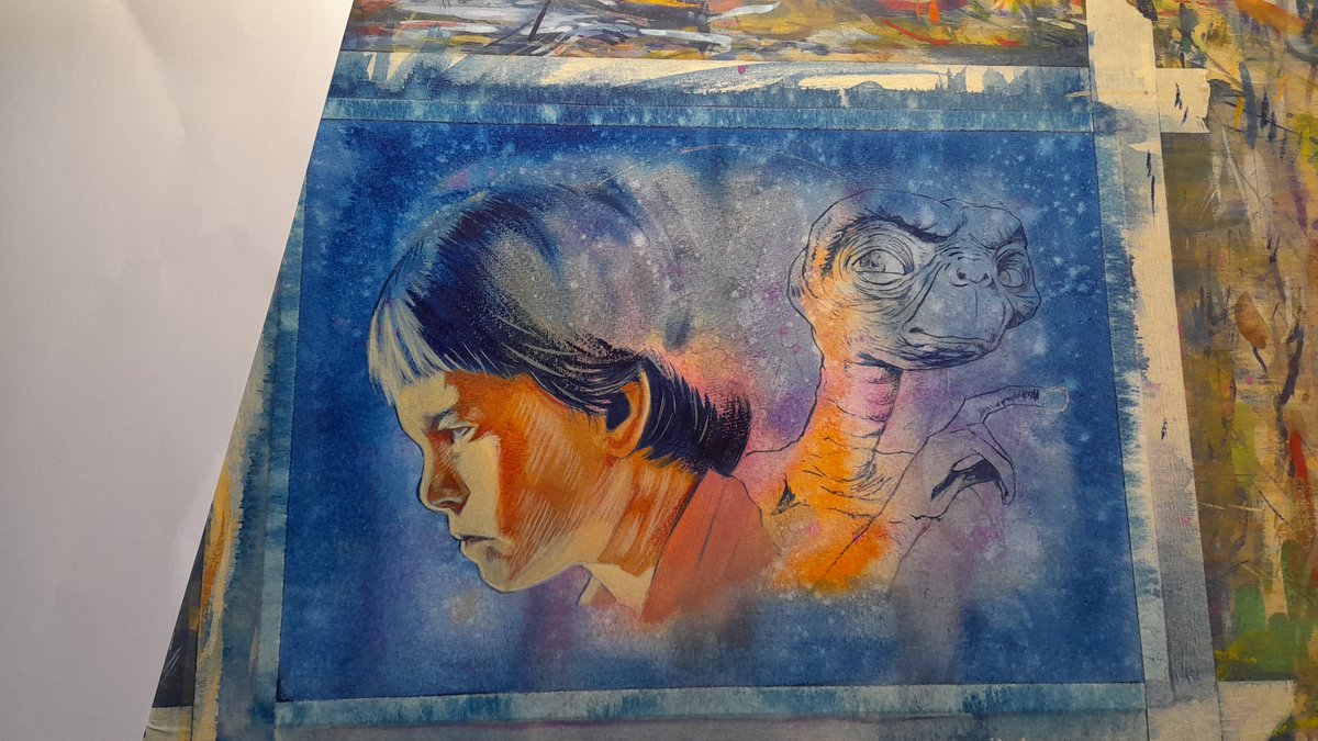 portless's tweet photo. WIP bit of blocking in done gonna push some ink into it but i like that warm orange tone #Art #Illustration #Paintingprep #Portrait #Movies #ET #Scfi #Classicmovie #Commissionsopen https://t.co/rShlzwRo6F