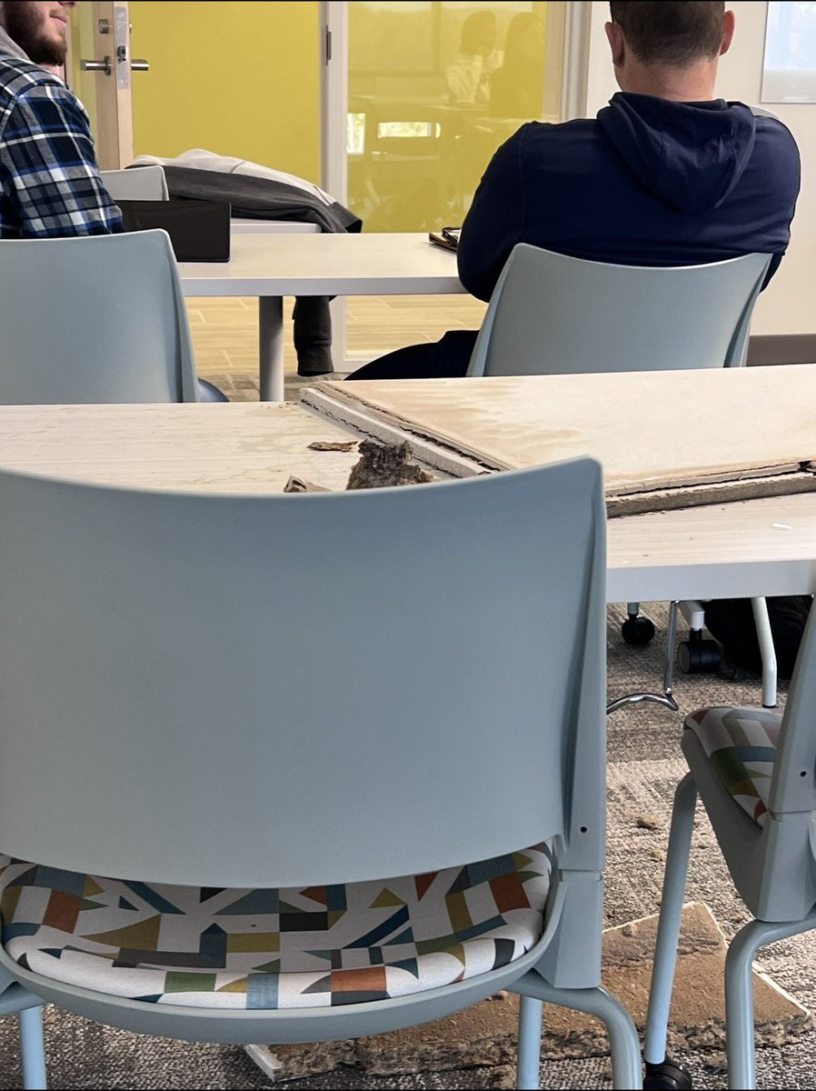 tango512gw's tweet photo. Shout out to that time I had a water logged ceiling tile almost hit me in class. I was in the chair in front of this photo. 

#pennstate #almostfreetuition https://t.co/w43nU8YE1M