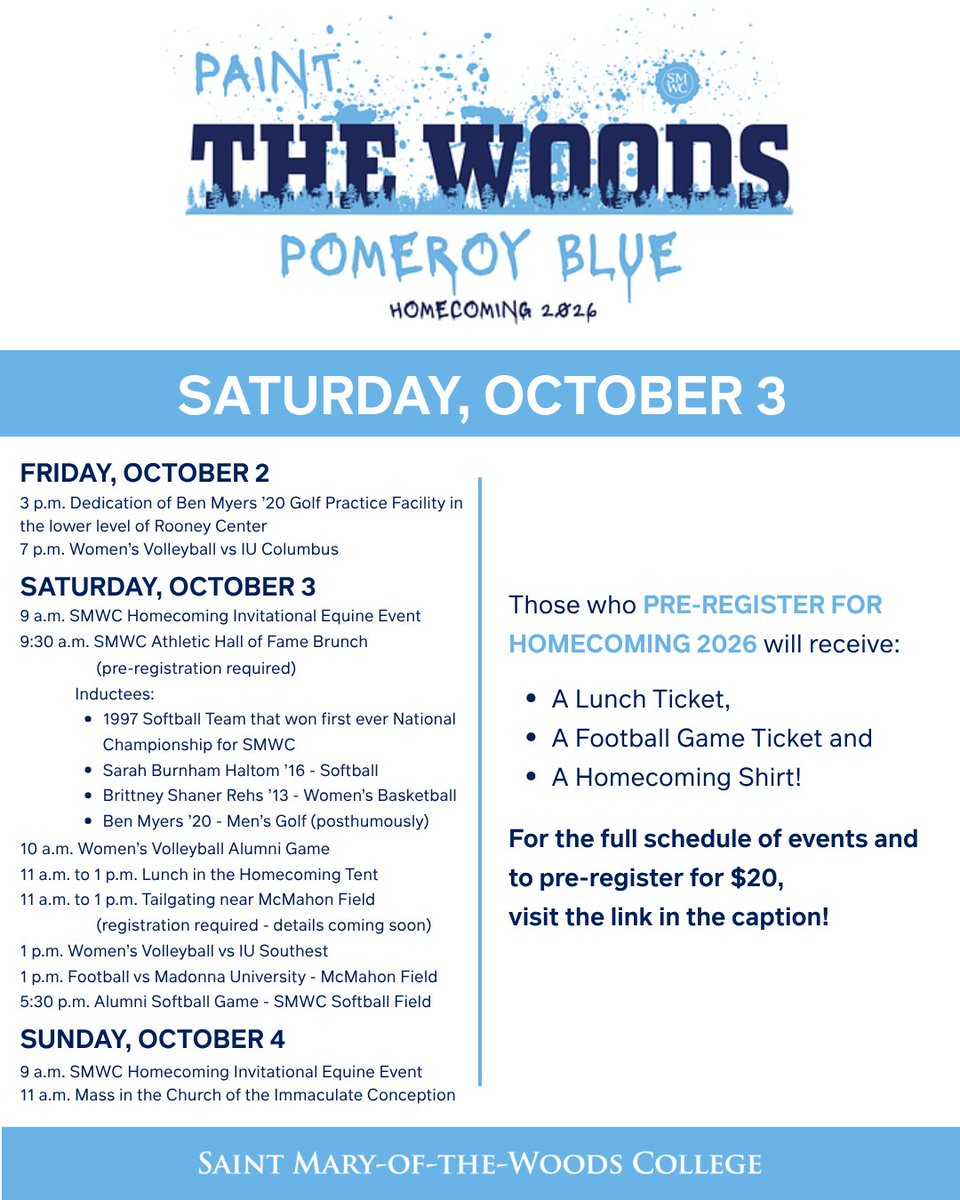 smwc's tweet photo. It's that time of year, Woodsies! Homecoming 2026 is just around the corner! Check out the full itinerary and register now to take advantage of special ticket pricing and hotel discounts: https://t.co/n17tsbCRUI https://t.co/WqCcLSKR0O