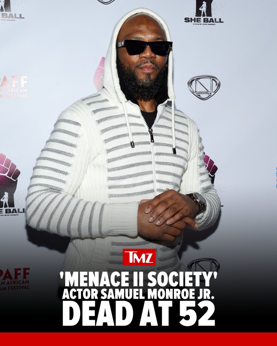 TMZ's tweet photo. 🕊️ Actor Samuel Monroe Jr. -- best known for his role in "Menace II Society" -- is dead after a battle with meningitis, according to his family. https://t.co/Hh08YuWU7M https://t.co/BIoJubCrD6