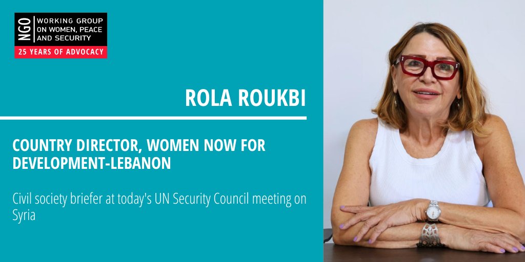 ngowgwps's tweet photo. Today, we stand with Syrian feminist activist @Rola_Roukbi as she briefs the #UNSC on the situation in #Syria, including for women and girls.

Watch her briefing at 10am EDT: https://t.co/kQYjdWksnH https://t.co/ejUlhXWEL6