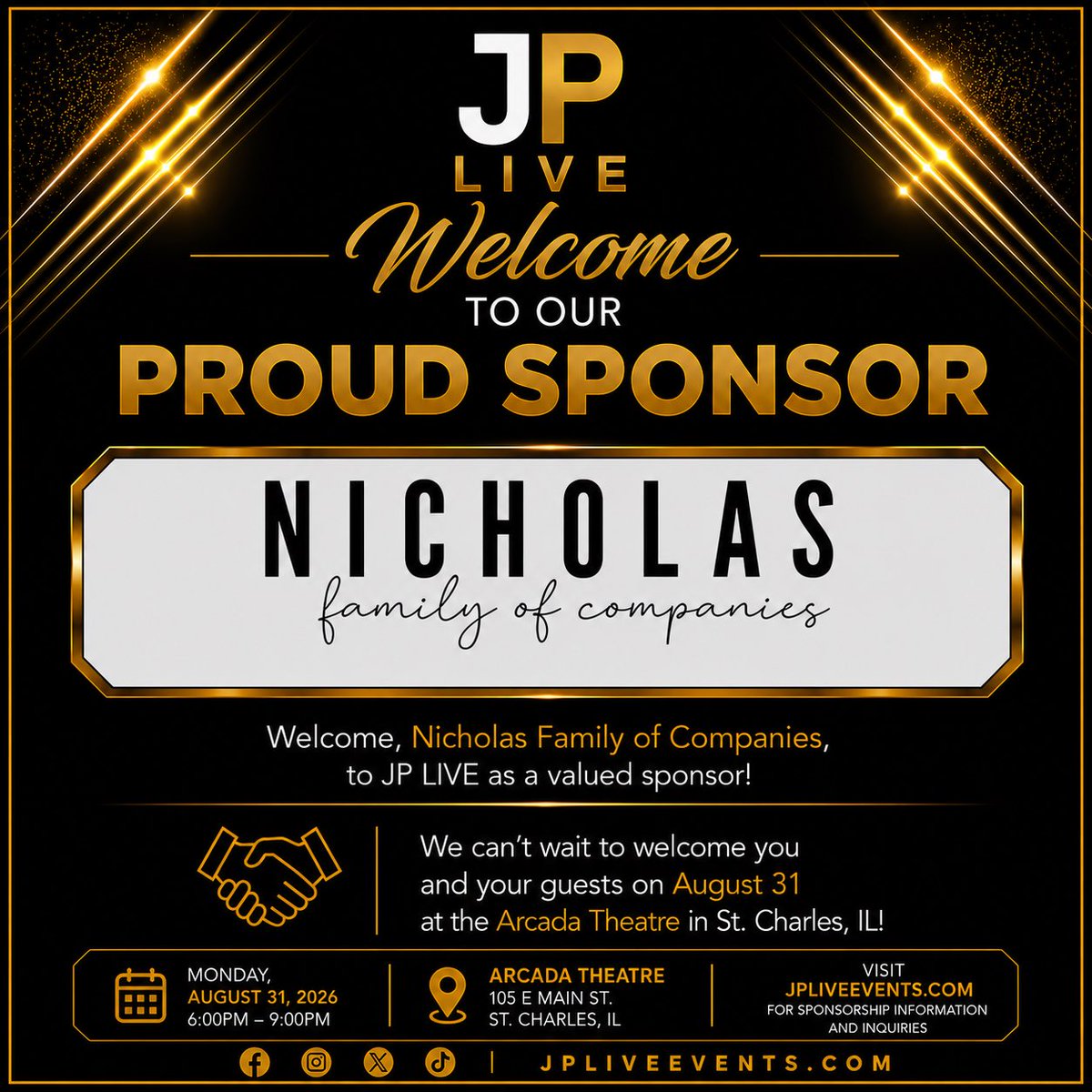 jpliveevents's tweet photo. Grateful for the support of Nicholas Family of Companies, The Neurologic Wellness Institute, &amp; G Ninety Family of Partners

Only a few more days until we get to thank you in person at the Arcada Theatre for our first Sweet Talk with Mike Singletary, Jimbo Covert &amp; Jarrett Payton https://t.co/9Q5lRR8PiU