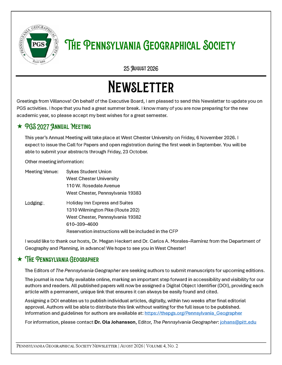 PAGeogSociety's tweet photo. PGS August Newsletter https://t.co/2ZZV38OiX7