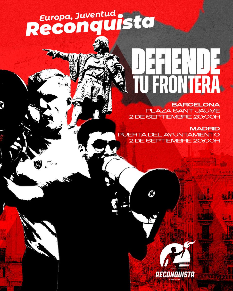 es_reconquista's tweet photo. DEFIENDE TU FRONTERA

La Remigración es la única alternativa política que puede salvar España, para ello, el gobierno de Sánchez debe caer. 

DEFIENDE CEUTA. 
DEFIENDE ESPAÑA. https://t.co/PvaY3Np3L3