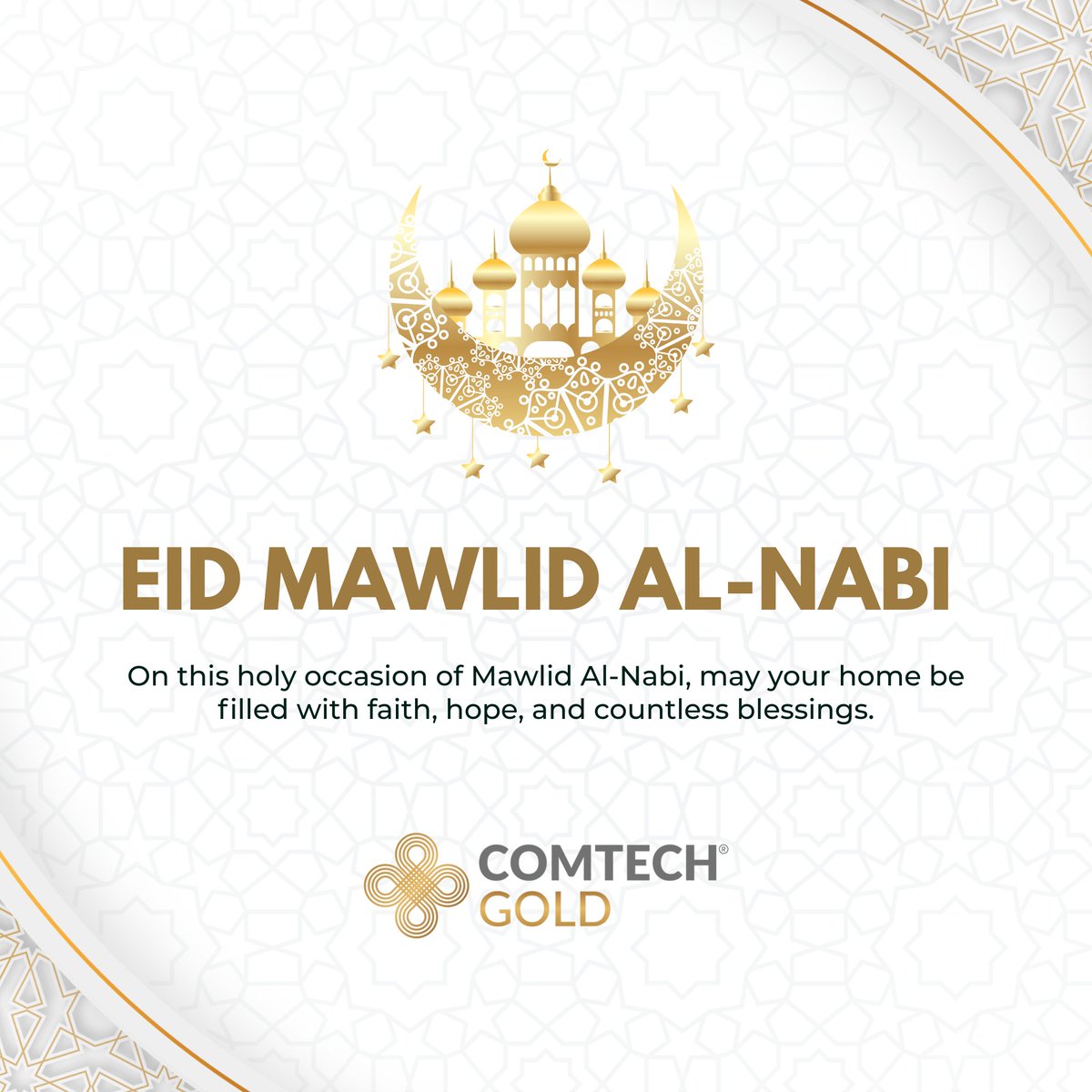 ComTechOfficial's tweet photo. 🌙 Eid Mawlid Al-Nabi ﷺ

May the blessings, peace and teachings of Prophet Muhammad ﷺ inspire us to live with kindness, compassion and faith.

Wishing you and your loved ones peace and blessings.

- ComTech Gold 🇦🇪 https://t.co/QIY2Ua0azl