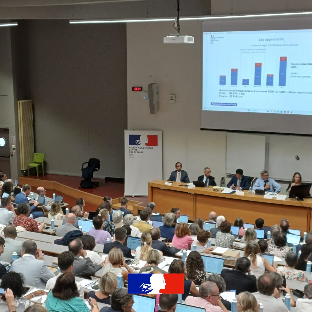 ac_orleanstours's tweet photo. Réunions de rentrée des cadres

Aujourd'hui, les personnels d’encadrement de l’académie se retrouvent pour préparer la nouvelle année scolaire.
Deux temps d'échanges, à l’Université de Tours puis à l’@Univ_Orleans, autour des priorités et des perspectives de l’année à venir📝 https://t.co/dYJCxhn30y