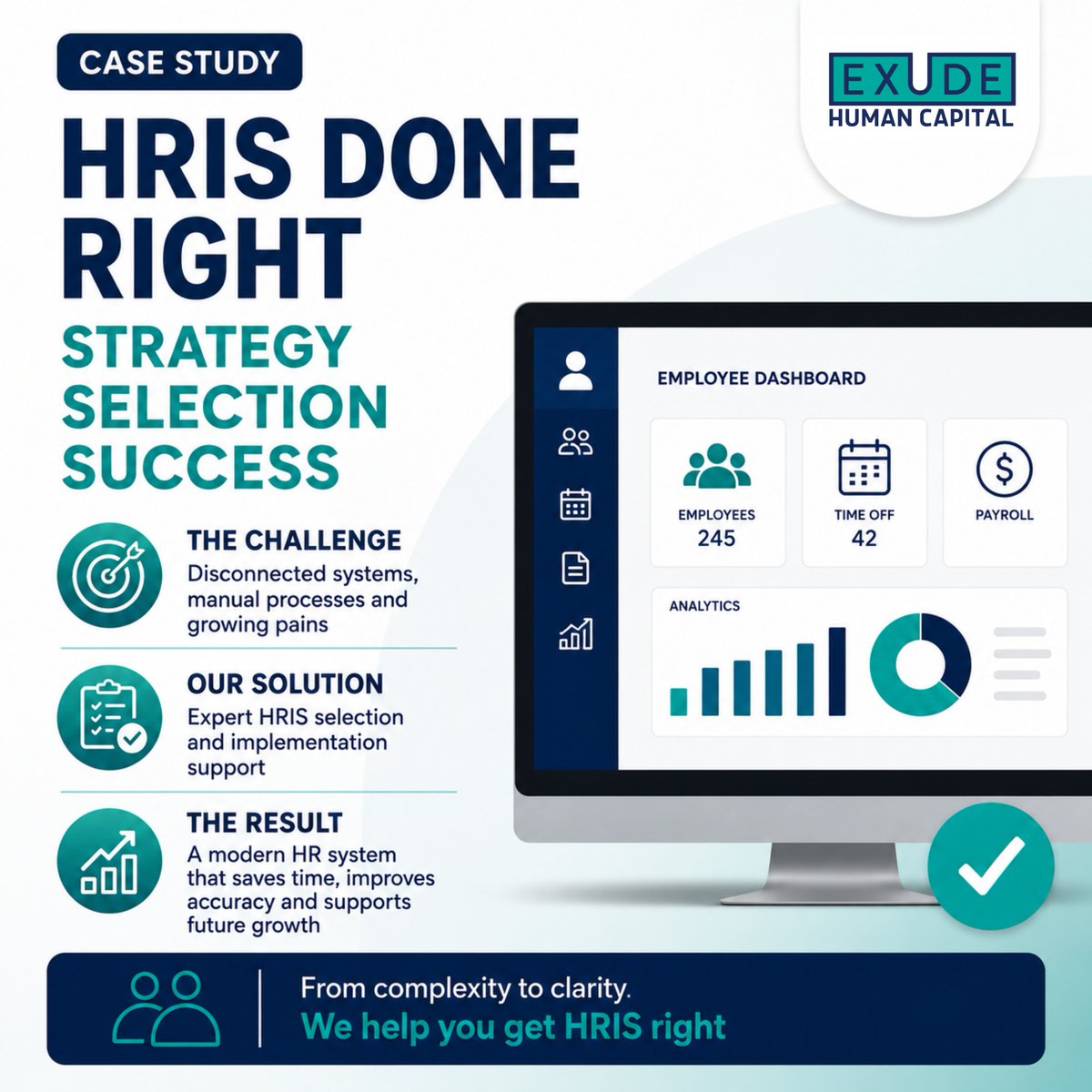 ExudeHC's tweet photo. The right HR technology can make a big difference—but choosing and implementing it is where things get complicated. 💻
Check out our case study: https://t.co/pBfRsb2sVe
#HRTechnology #HRIS #HRStrategy https://t.co/Q2IB8bnxhs