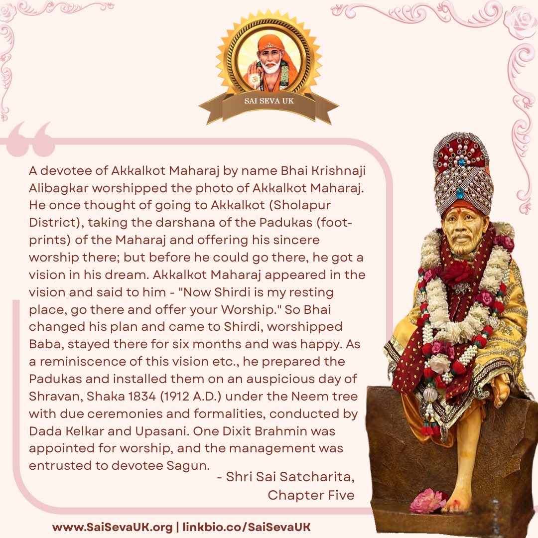 SaiSevaUK's tweet photo. Shirdi Sai Baba’s Shri Sai Satcharita is filled with endless pearls of wisdom, partake of them to your hearts content ❤️

#Blessed #ThankYouBaba #PearlsOfWisdom #SharingTeachings #NuggetsOfInspiration #ShirdiSaiBaba #SaiSevaUk https://t.co/sywbQcZX8U