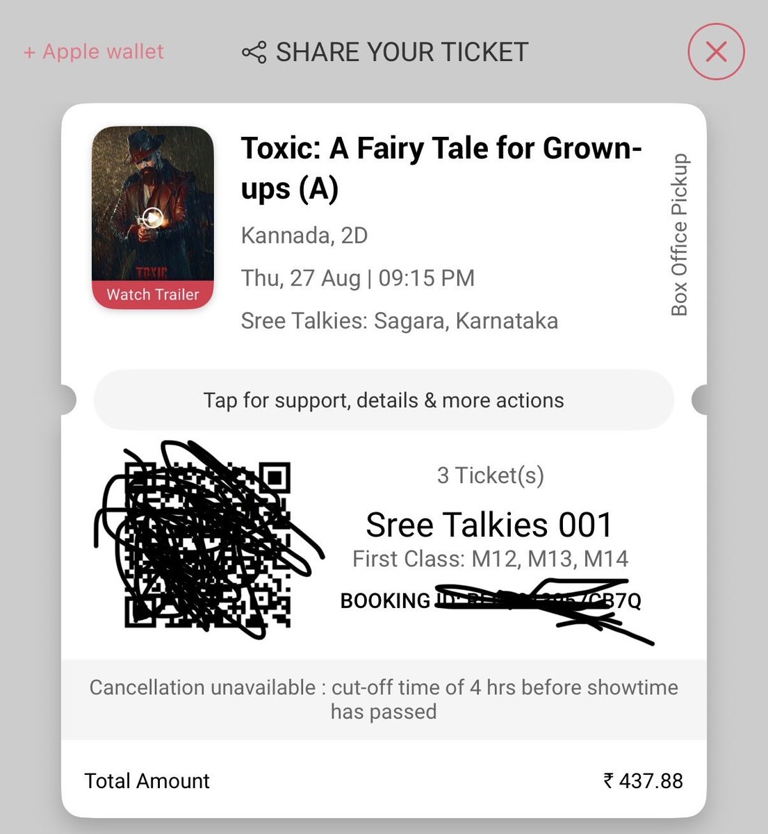 Ajaysanu4's tweet photo. Booked for #TOXIC 🔥

No reviews. No expectations. Just Yash on the big screen. 🖤🔥

@thenameisyash — see you in the theatre! ☠️

#TOXIC #ToxicYash #Yash19 #Yash #GeetuMohanDas #RockingStarYash #ToxicTheMovie https://t.co/ZVojKCLC09