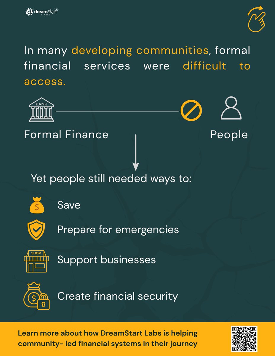 DreamStartLabs's tweet photo. Financial inclusion doesn’t always begin with a bank. Sometimes, it begins with a community. 

Across many developing communities, savings groups have become a trusted way for people to save, access loans, support one another and create opportunities when traditional financial services may be out of reach.

As these groups grow, digital tools can help them manage what they’ve already built with greater ease and structure.

That’s where DreamSave comes in, helping savings groups digitize their existing processes while keeping the community at the heart of how they save, lend and grow.

Because sometimes, the best way to expand financial access is to strengthen the solutions communities have already created.

#DreamStartLabs #DreamSave  #DreamInsights  #DigitalFinance #FinancialInclusion