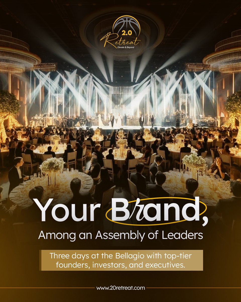 2_Retreat's tweet photo. Put your name where leaders gather.
2.0 Retreat brings founders, investors, and executives together for three days at the Bellagio. Be a part of an exclusive setting built around connections, conversations, and opportunities.
#20Retreat #Founders #Investors #Executives https://t.co/JvP3GXZurV