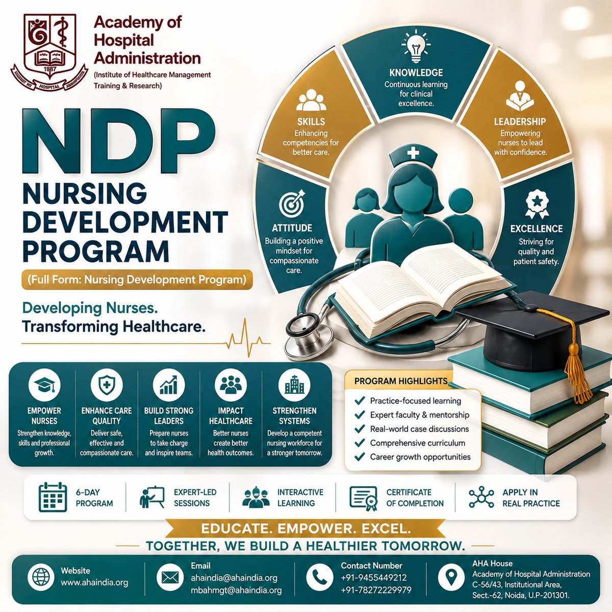 ahaindiaorg's tweet photo. AHA India’s 6-Day Nursing Development Program combines expert-led sessions, interactive learning, and practical insights to prepare nursing professionals for real-world healthcare challenges.
Enquire now to learn more.
#NursingDevelopmentProgram #NursingLeadership #AHAIndia https://t.co/lmMzV6HrOg