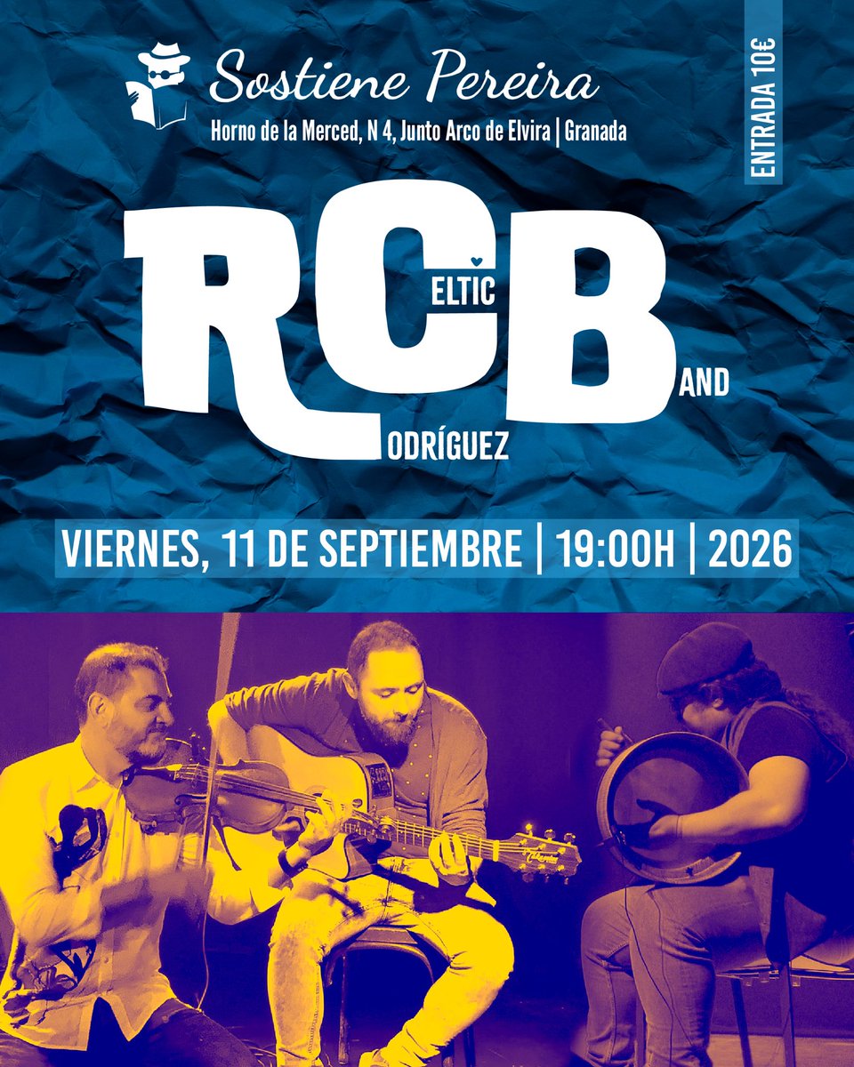 rodriguezceltic's tweet photo. El próximo 11 de septiembre estamos encantados de volver a inaugurar la temporada de conciertos de la fantástica Librería Sostiene Pereira. ¡Nos vemos pronto!

#concierto #musica #granada #libreria #septiembre https://t.co/MdIAFNjvN1