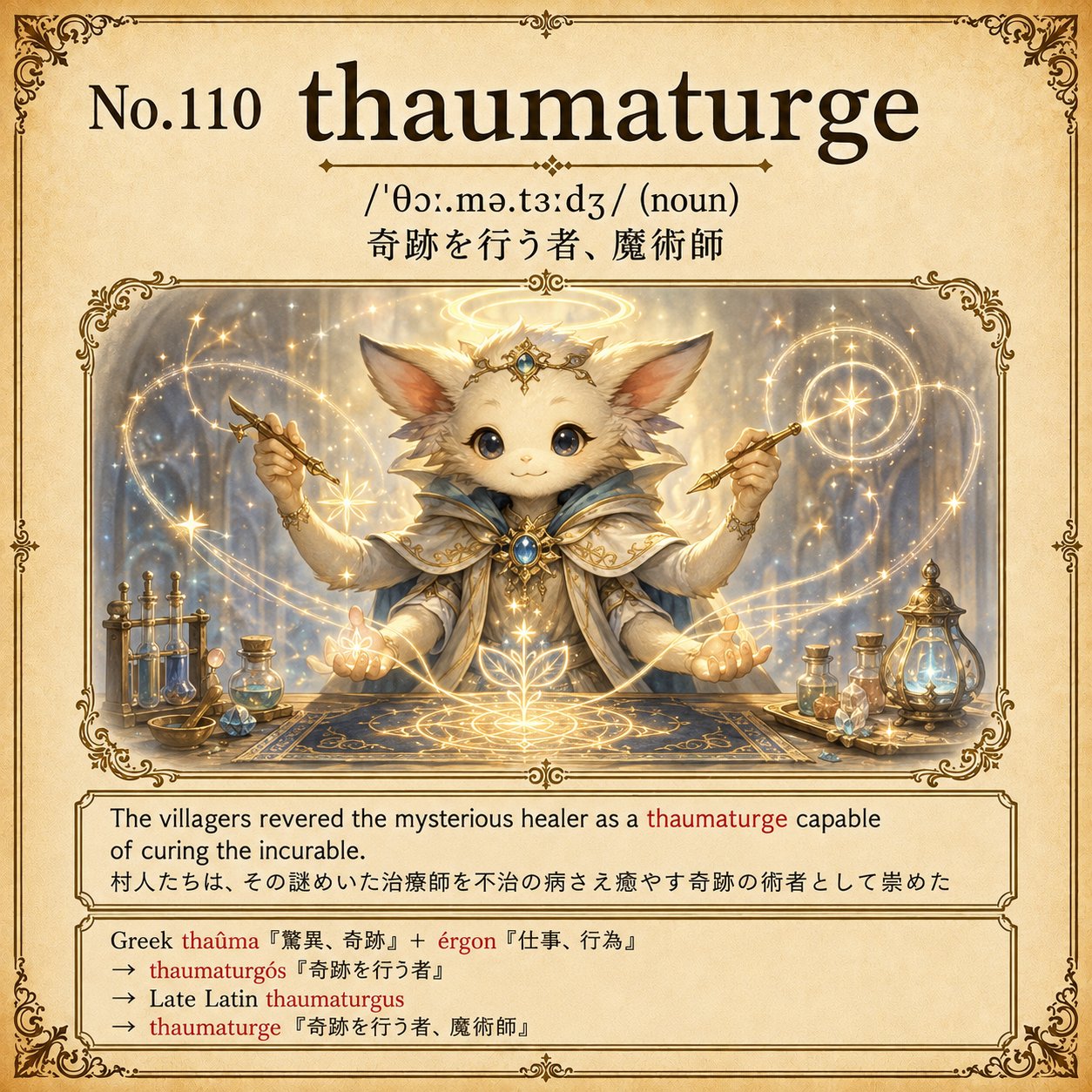 英単語の悪魔@英魔 в X: „thaumaturge /ˈθɔː.mə.tɜːdʒ/ (noun) 奇跡を
